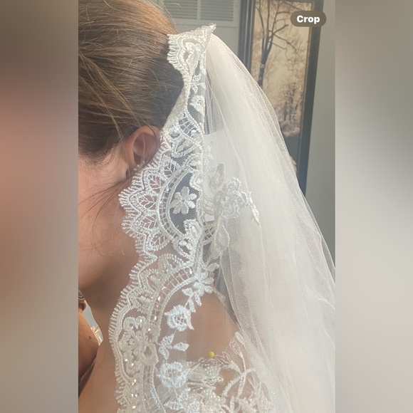 Beautiful Cathedral Length Mantilla Veil Delicate Lace Sequins - Picture 6 of 11